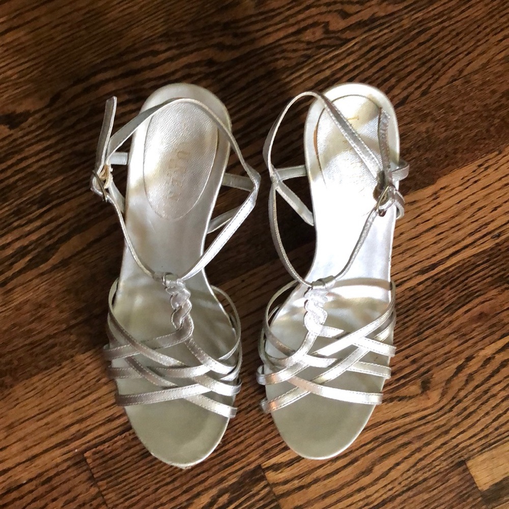 Ralph Lauren Silver Strappy Heels
